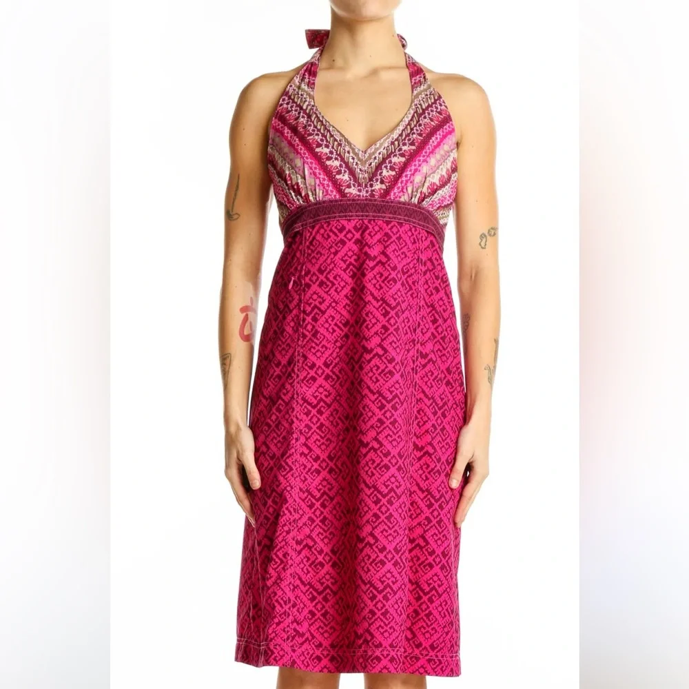 Athleta Pink Patterned Halter Neck Dress
